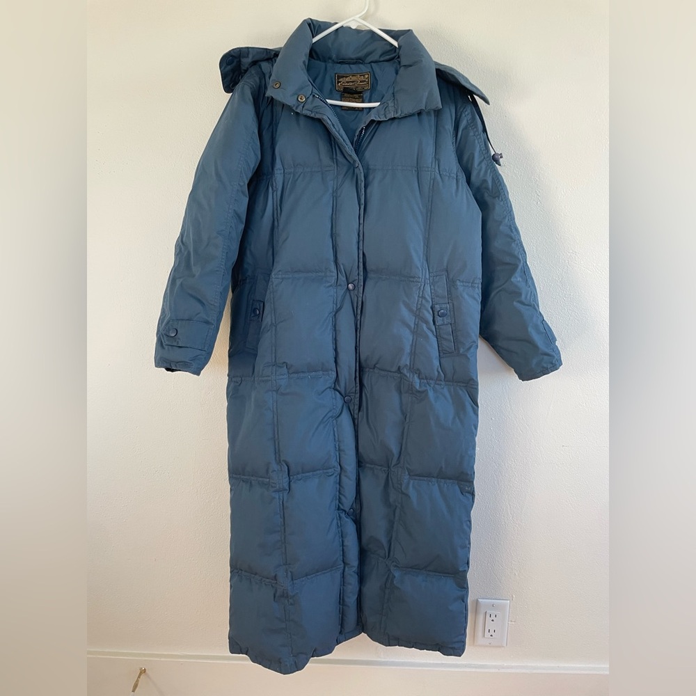 Vintage Eddie Bauer Parka Coat Jacket Size Medium Blue Down Insulated